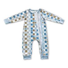 Load image into Gallery viewer, Smile plaid long sleeves baby kids zipper romper