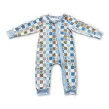 Load image into Gallery viewer, Smile plaid long sleeves baby kids zipper romper