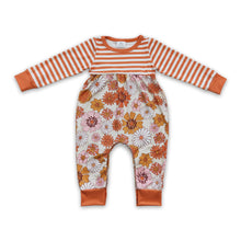 Load image into Gallery viewer, Stripe long sleeves floral baby girls fall romper