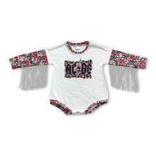 Load image into Gallery viewer, Leopard tassels long sleeves singer baby girls romper