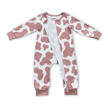 Load image into Gallery viewer, Long sleeves cow print baby kids zipper romper