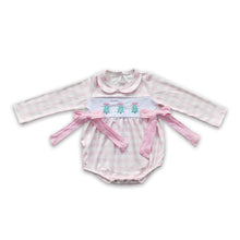 Load image into Gallery viewer, Pink plaid Christmas tree baby girls romper