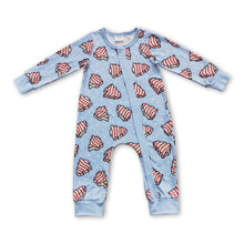 Load image into Gallery viewer, Christmas cake blue kids boy zipper romper