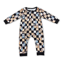 Load image into Gallery viewer, Dogs plaid long sleeves baby kids zipper romper