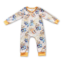 Load image into Gallery viewer, Dogs floral long sleeves baby girls zipper romper