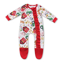 Load image into Gallery viewer, Cow pig sheep chicken baby girls zipper farm romper