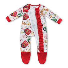 Load image into Gallery viewer, Cow pig sheep chicken baby girls zipper farm romper