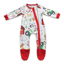 Load image into Gallery viewer, Cow pig sheep chicken baby boy zipper farm romper