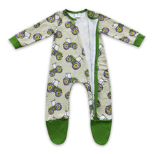 Load image into Gallery viewer, Tractors farm baby boy zipper footed coverall