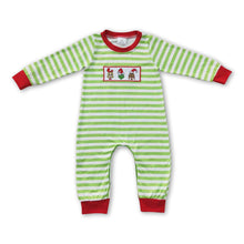 Load image into Gallery viewer, Green face polka dots long sleeves baby boy Christmas romper