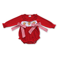 Load image into Gallery viewer, Gingerbread red long sleeves baby girls Christmas romper