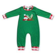 Load image into Gallery viewer, Green deer ruffle baby boy Christmas romper