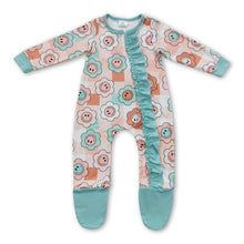 Load image into Gallery viewer, Smile sunflower long sleeves zipper baby girls romper