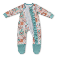 Load image into Gallery viewer, Smile sunflower long sleeves zipper baby girls romper