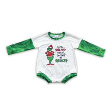 Load image into Gallery viewer, Green face test long sleeves baby girls Christmas romper