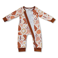 Load image into Gallery viewer, Boots hat cactus zipper baby kids western romper