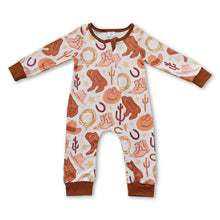 Load image into Gallery viewer, Boots hat cactus zipper baby kids western romper