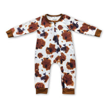 Load image into Gallery viewer, Cow print long sleeves baby kids zipper romper