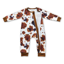 Load image into Gallery viewer, Cow print long sleeves baby kids zipper romper