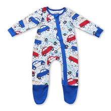Load image into Gallery viewer, Blue cars long sleeves baby kids zipper romper