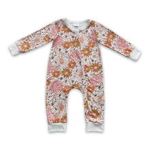 Load image into Gallery viewer, Long sleeves floral baby girls zipper fall romper