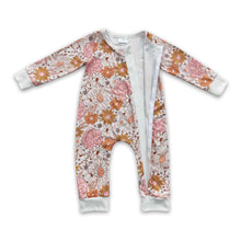Load image into Gallery viewer, Long sleeves floral baby girls zipper fall romper