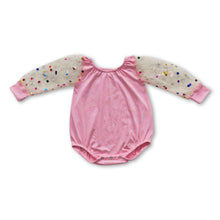 Load image into Gallery viewer, Colorful polka dot tulle pink baby girls romper