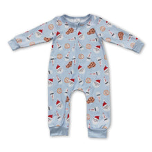 Load image into Gallery viewer, Sky blue santa cookie milk baby boy Christmas romper
