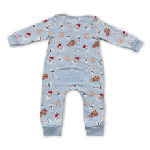 Load image into Gallery viewer, Sky blue santa cookie milk baby boy Christmas romper
