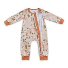 Load image into Gallery viewer, Peach floral long sleeves baby girls zipper romper