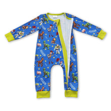 Load image into Gallery viewer, Blue toy long sleeves baby kids zipper romper