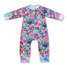 Load image into Gallery viewer, Princess long sleeves baby girls zipper romper
