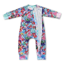 Load image into Gallery viewer, Princess long sleeves baby girls zipper romper