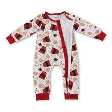 Load image into Gallery viewer, Cookie drink candy cane baby kids Christmas zipper romper