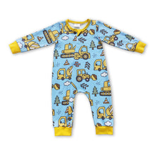 Load image into Gallery viewer, Constructions long sleeves baby boy zipper romper