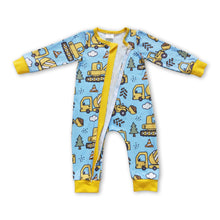 Load image into Gallery viewer, Constructions long sleeves baby boy zipper romper