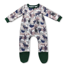 Load image into Gallery viewer, Deer camo olive long sleeves baby kids zipper romper