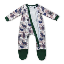 Load image into Gallery viewer, Deer camo olive long sleeves baby kids zipper romper