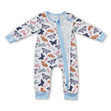 Load image into Gallery viewer, Butterfly long sleeves zipper baby girls romper