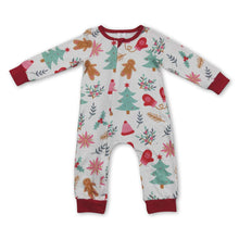 Load image into Gallery viewer, Gingerbread Christmas tree baby kids zipper romper