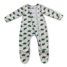 Load image into Gallery viewer, Green tractor long sleeves baby boy zipper footed coverall