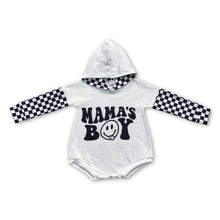 Load image into Gallery viewer, Black mama's boy smile baby hooded romper