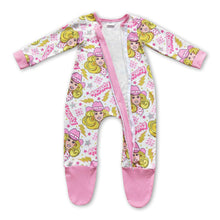 Load image into Gallery viewer, Howdy pink party baby footed zipper coveralls