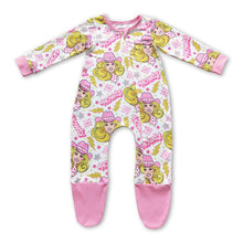 Load image into Gallery viewer, Howdy pink party baby footed zipper coveralls