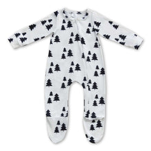 Load image into Gallery viewer, Christmas tree baby girls ruffle footed zipper coveralls