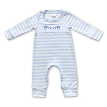 Load image into Gallery viewer, Christmas lighting blue stripe baby boy romper