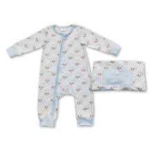 Load image into Gallery viewer, Blue santa baby boy zipper Christmas romper