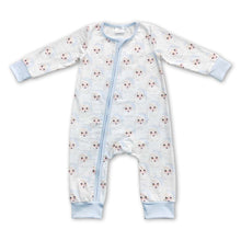 Load image into Gallery viewer, Blue santa baby boy zipper Christmas romper