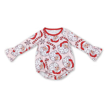 Load image into Gallery viewer, Santa candy cane long sleeves baby girls Christmas romper