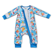 Load image into Gallery viewer, Blue cake heart long sleeves baby boy zipper romper
